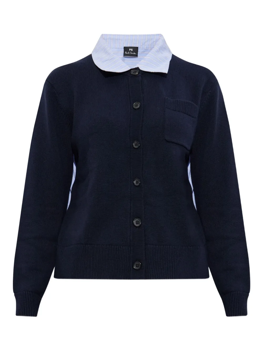 Ps By Paul Smith Buttoned Pocket Cardigan In Blue