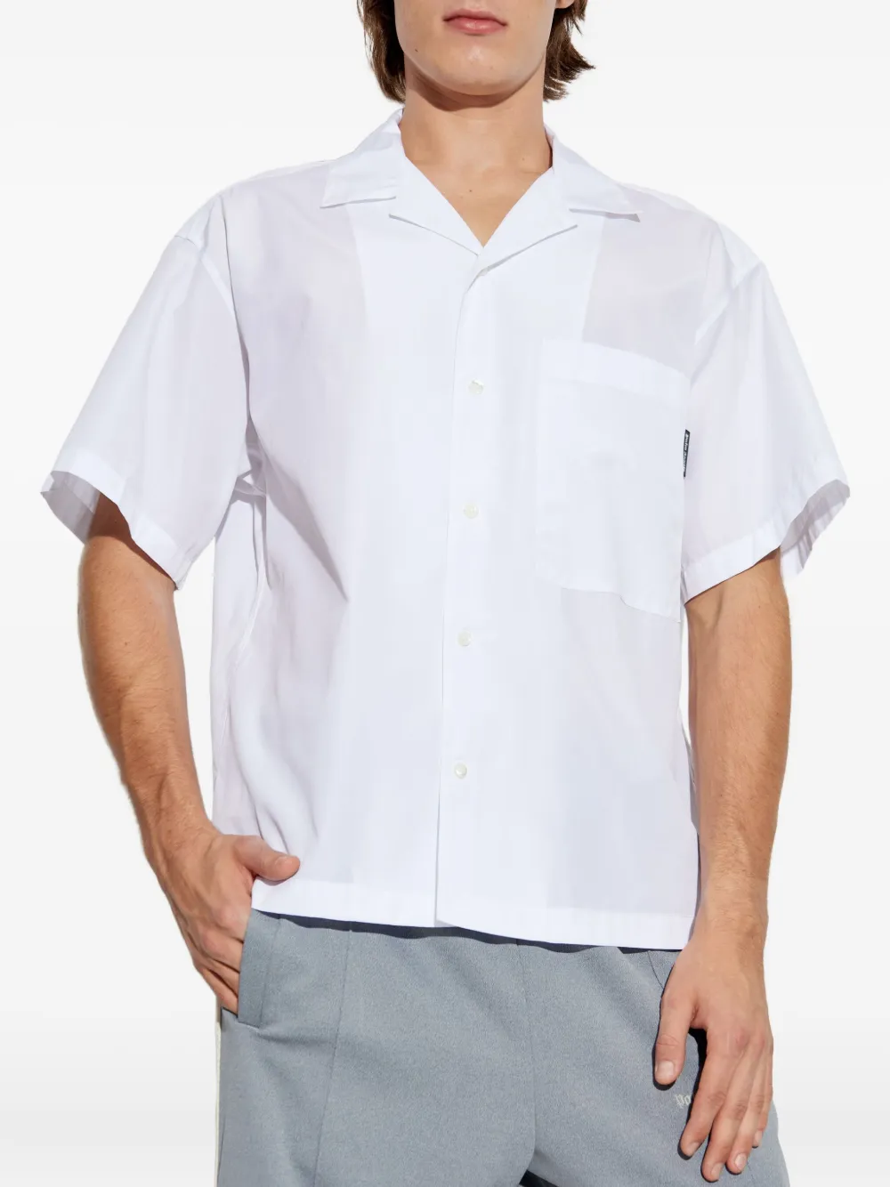 Palm Angels Overhemd met opgestikte zak en korte mouwen Wit