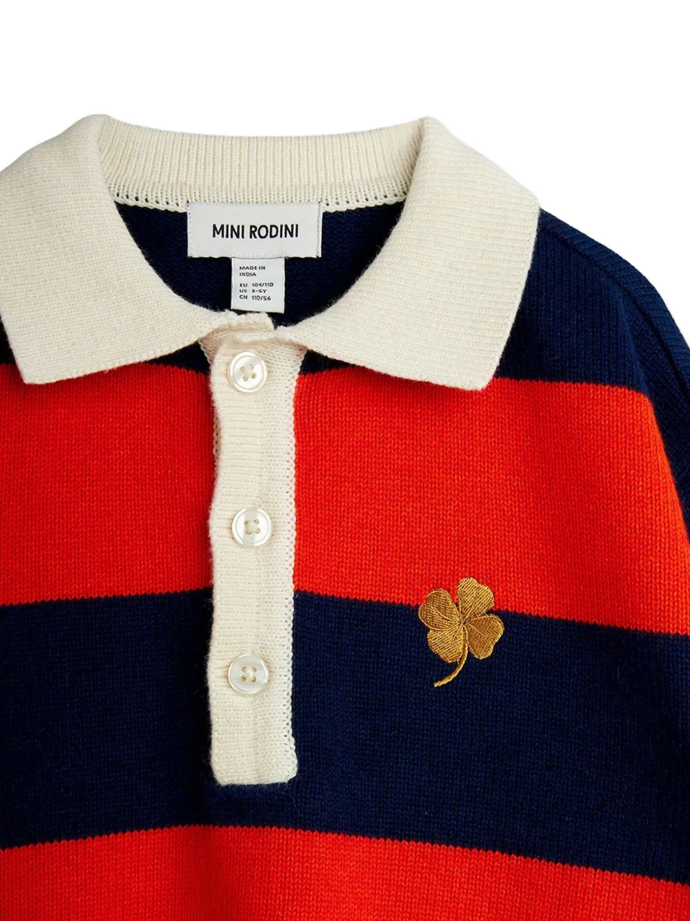 Mini Rodini Striped Cotton And Wool Polo Sweater In Multi