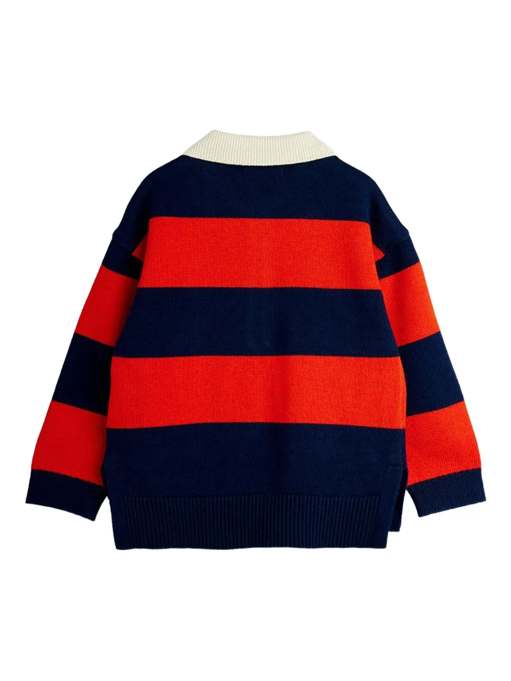 Mini Rodini Striped Cotton And Wool Polo Sweater In Multi