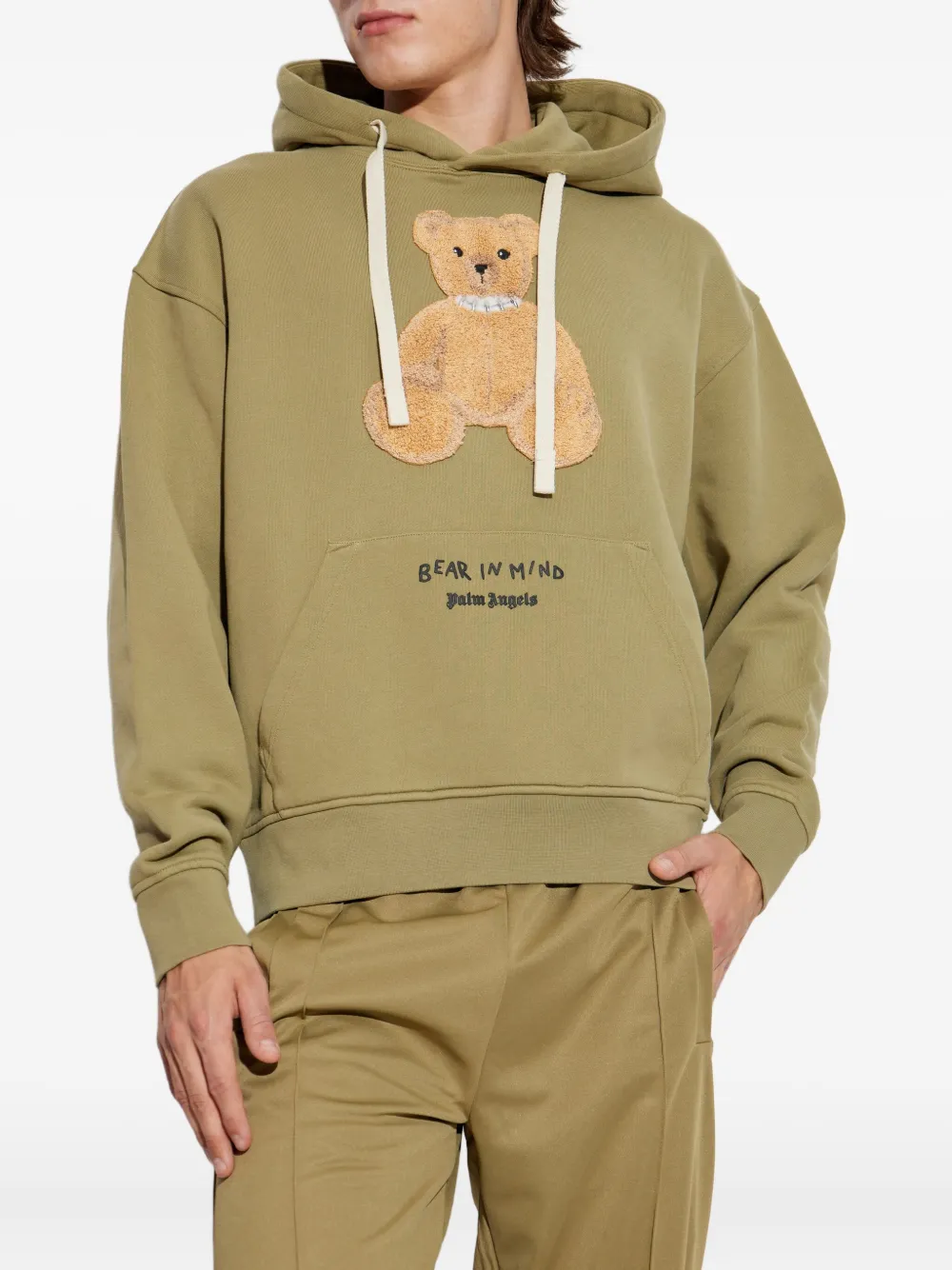 Palm Angels Hoodie met teddy-applicatie Groen