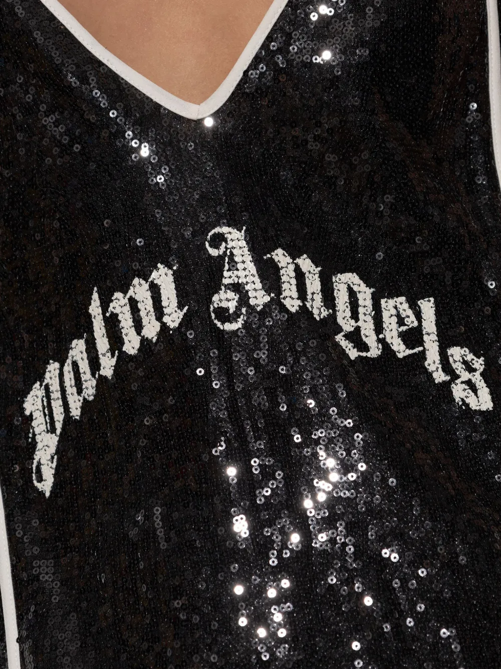 Palm Angels Mini-jurk met pailletten en split Zwart