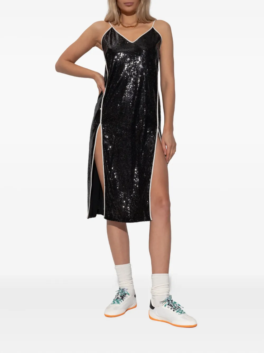 Palm Angels sequinned split-detail mini dress - Zwart