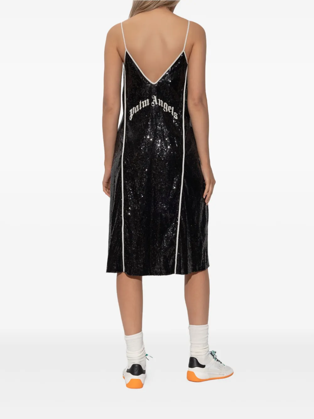 Palm Angels Mini-jurk met pailletten en split Zwart