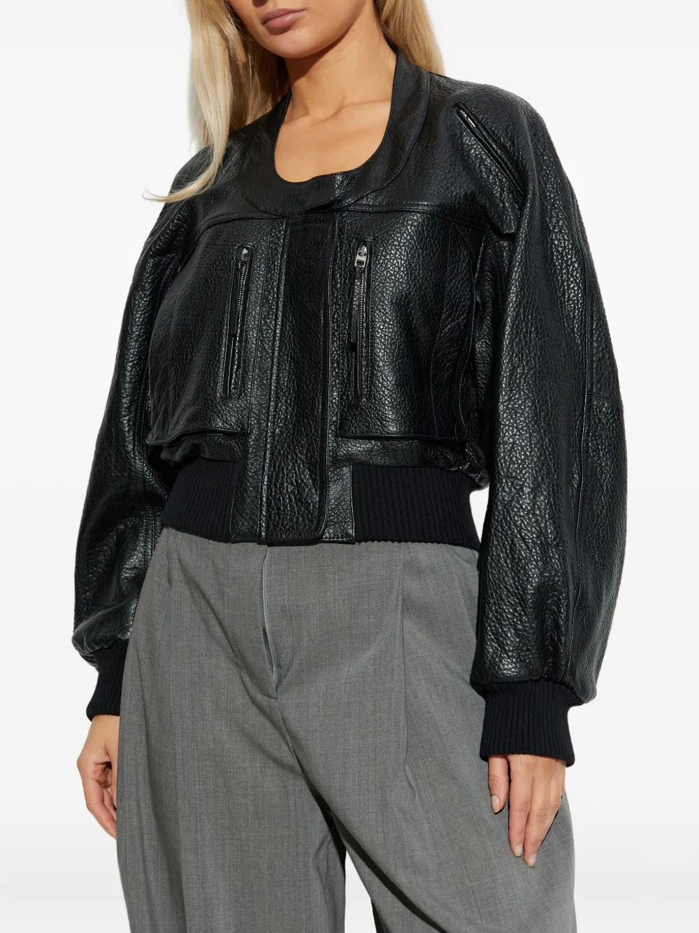 Jacquemus Women Black Grained Lambskin Leather The Tore Jacket In Multi