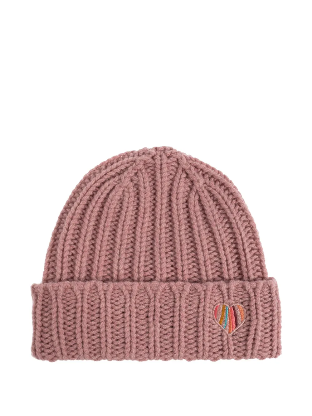Paul Smith ribbed heart beanie hat | Pink | Image 1