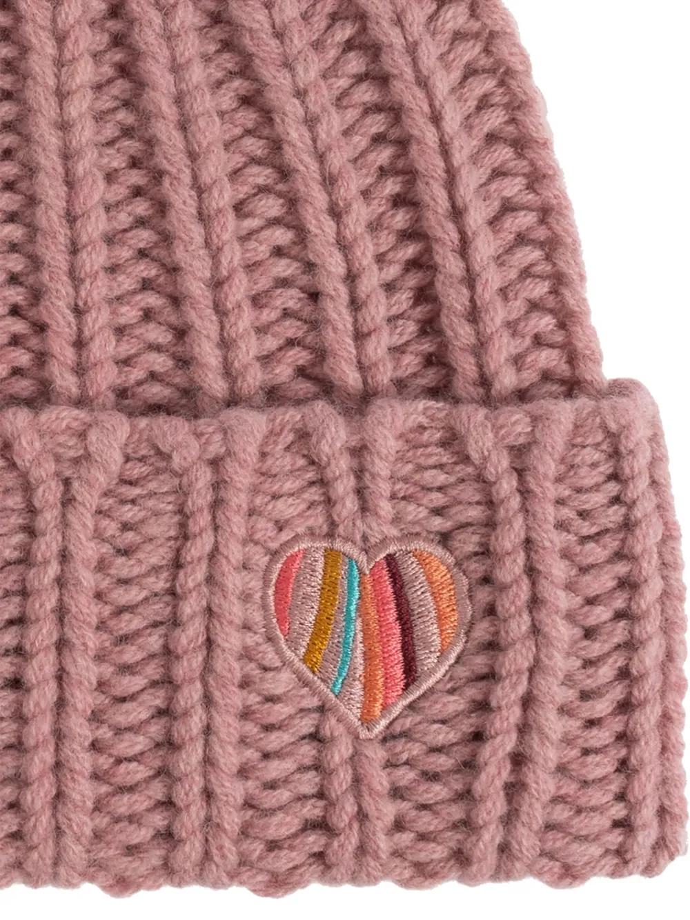 Paul Smith Geribbelde muts met hart Roze