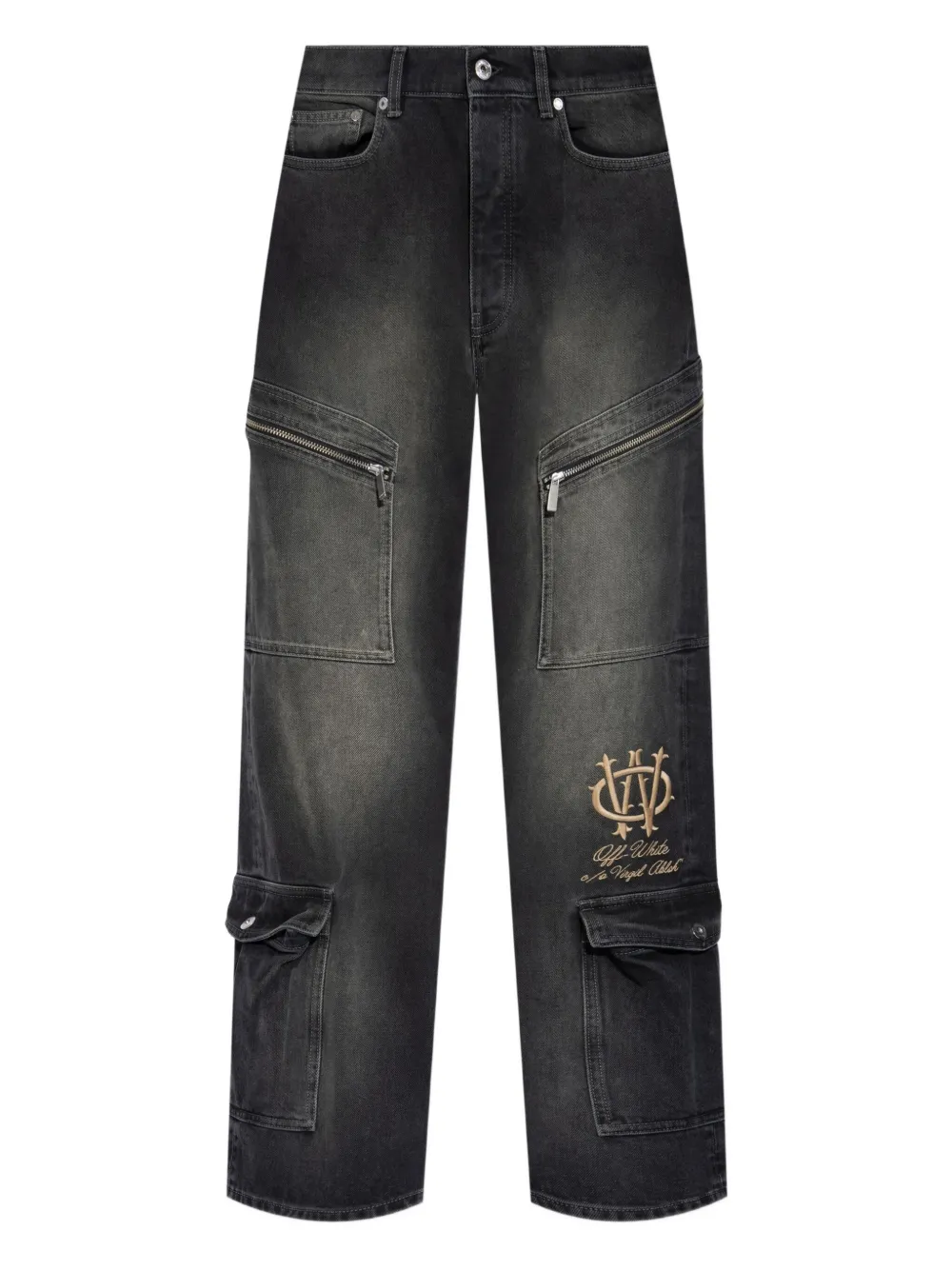 Off-White logo-embroidered jeans - Nero