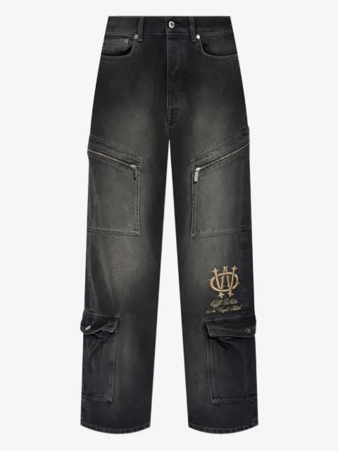 Off-White logo-embroidered jeans