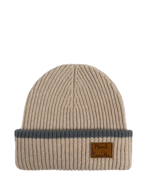Paul Smith ribbed logo-patch beanie