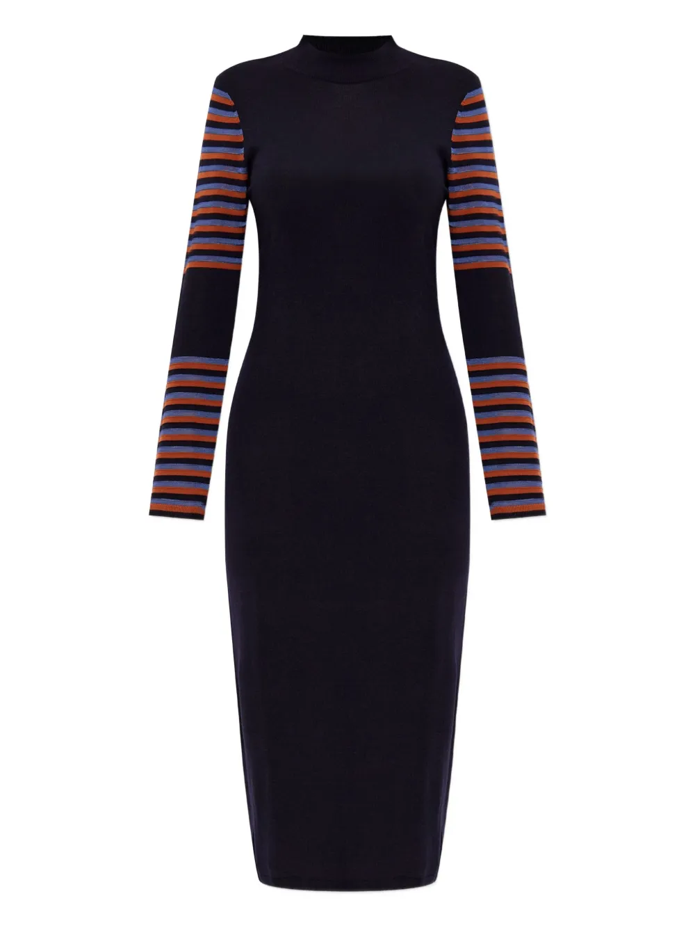 Ps By Paul Smith Striped Midi Dress In Black