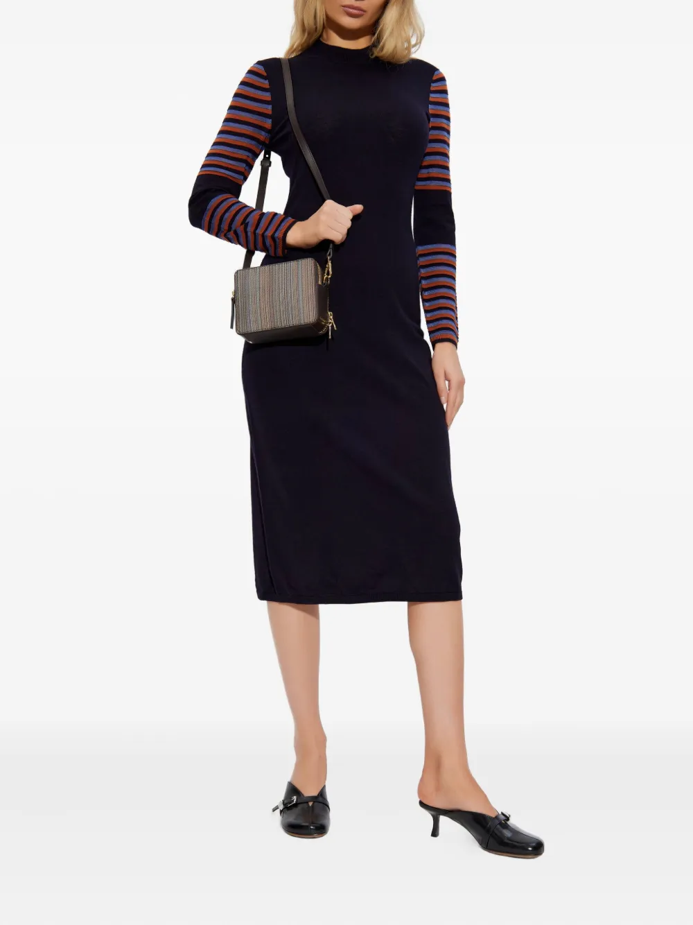 PS Paul Smith Gestreepte midi-jurk - Zwart