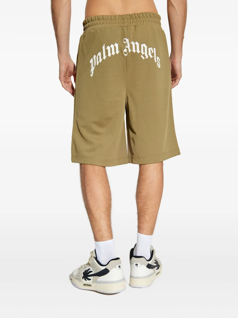 Palm Angels Shorts met logo Groen