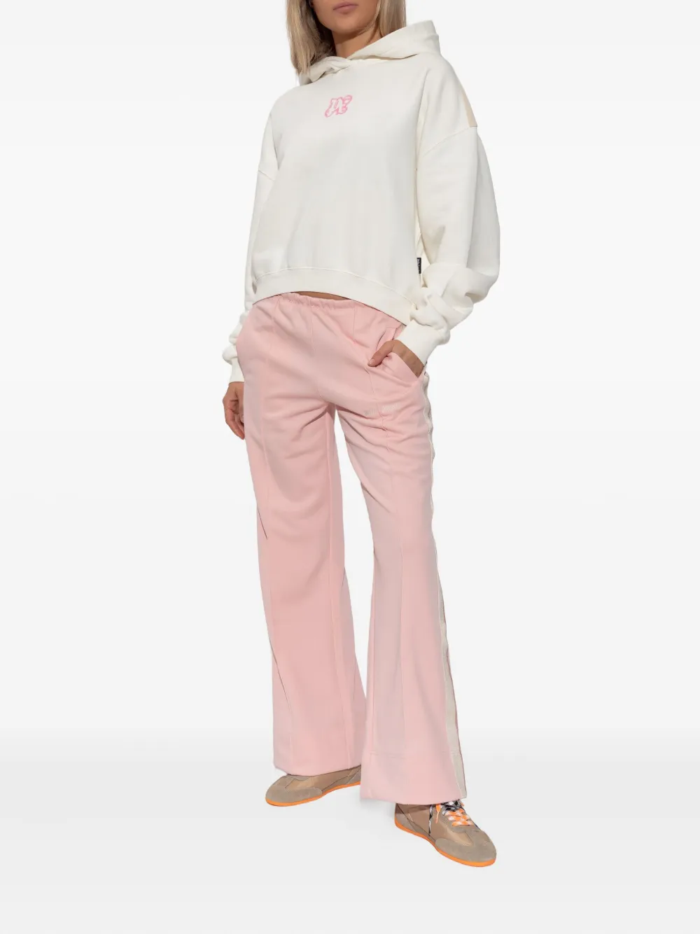 Palm Angels Cropped hoodie met logodetail - Wit