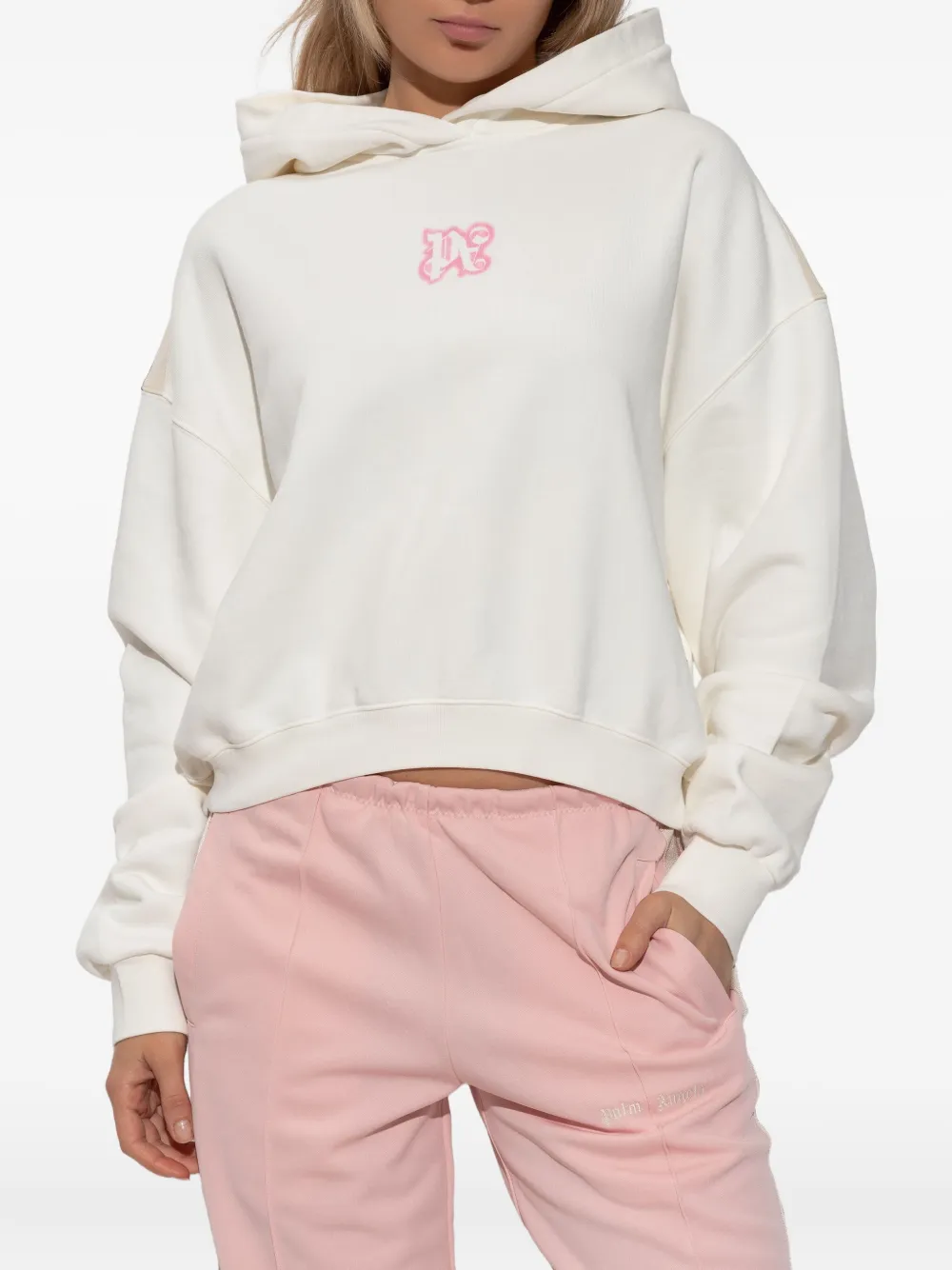 Palm Angels Logo-detail Cropped Hoodie In Multi