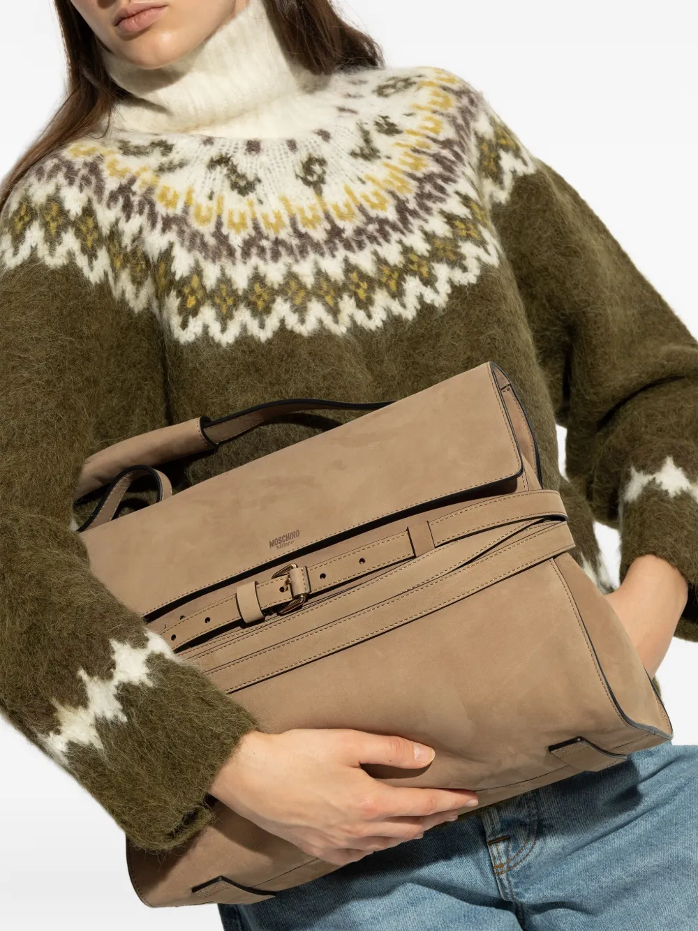 Moschino Tie Me strap-detail tote bag - Beige