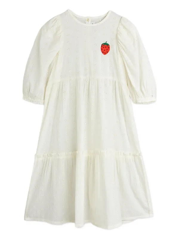 sachin and babi light blue dress Mini Rodini Strawberry Embroidered Dress | White