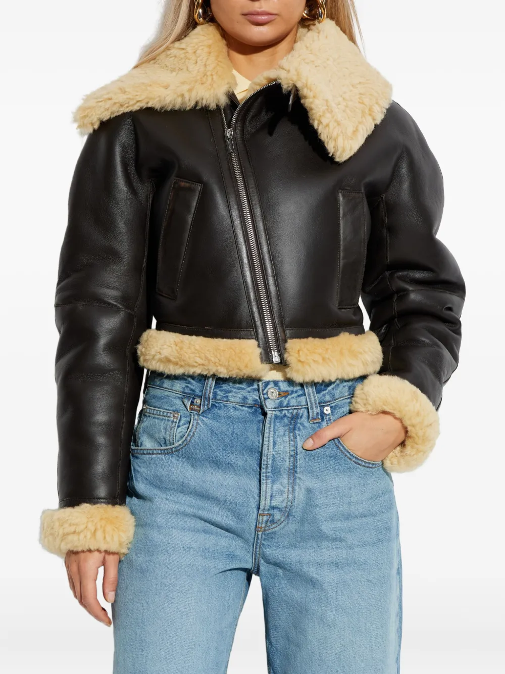 Jacquemus Aviatore jack met rits Bruin