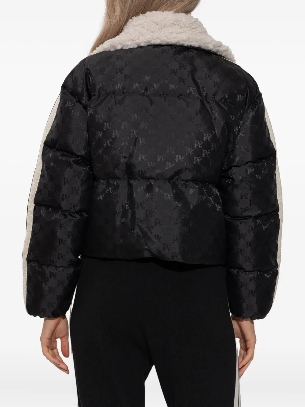 Palm Angels Patterned Faux-fur Jacket In Black