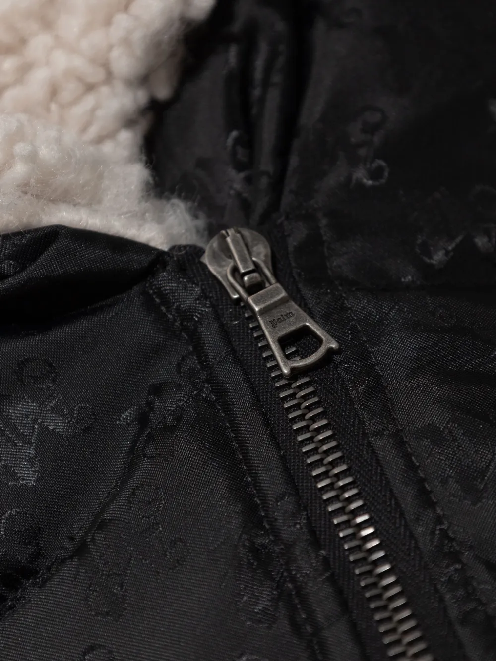 Palm Angels Patterned Faux-fur Jacket In Black