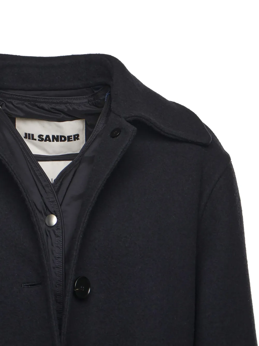Moncler x Jil Sander jas met enkele rij knopen Zwart