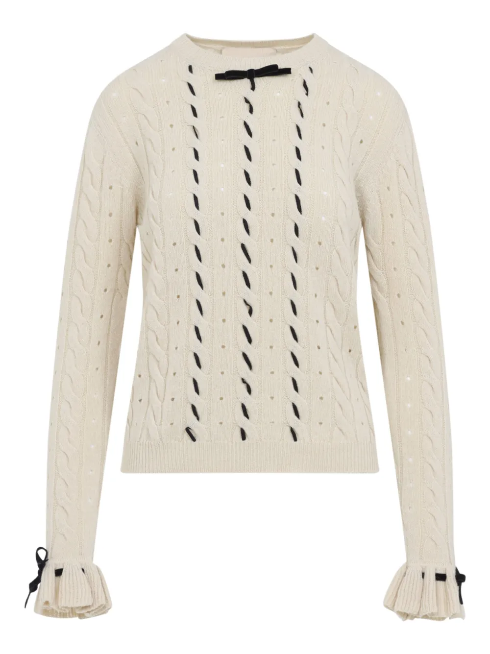 Valentino Garavani cable-knit bow-detail sweater | Neutrals | Image 1