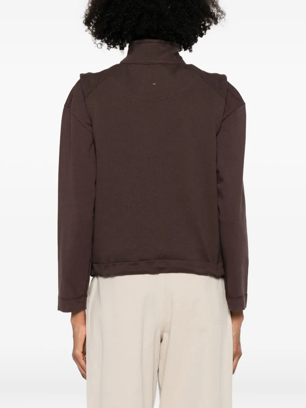 Mhl By Margaret Howell Half-zip Funnel-neck Top In Brown