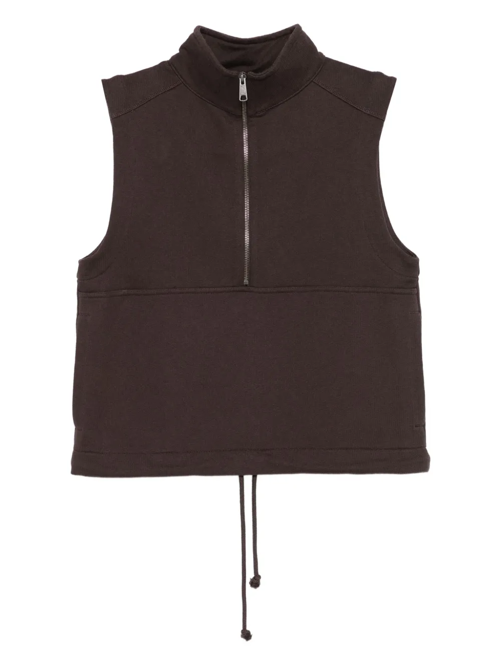 Mhl By Margaret Howell Half-zip Funnel-neck Top In Brown