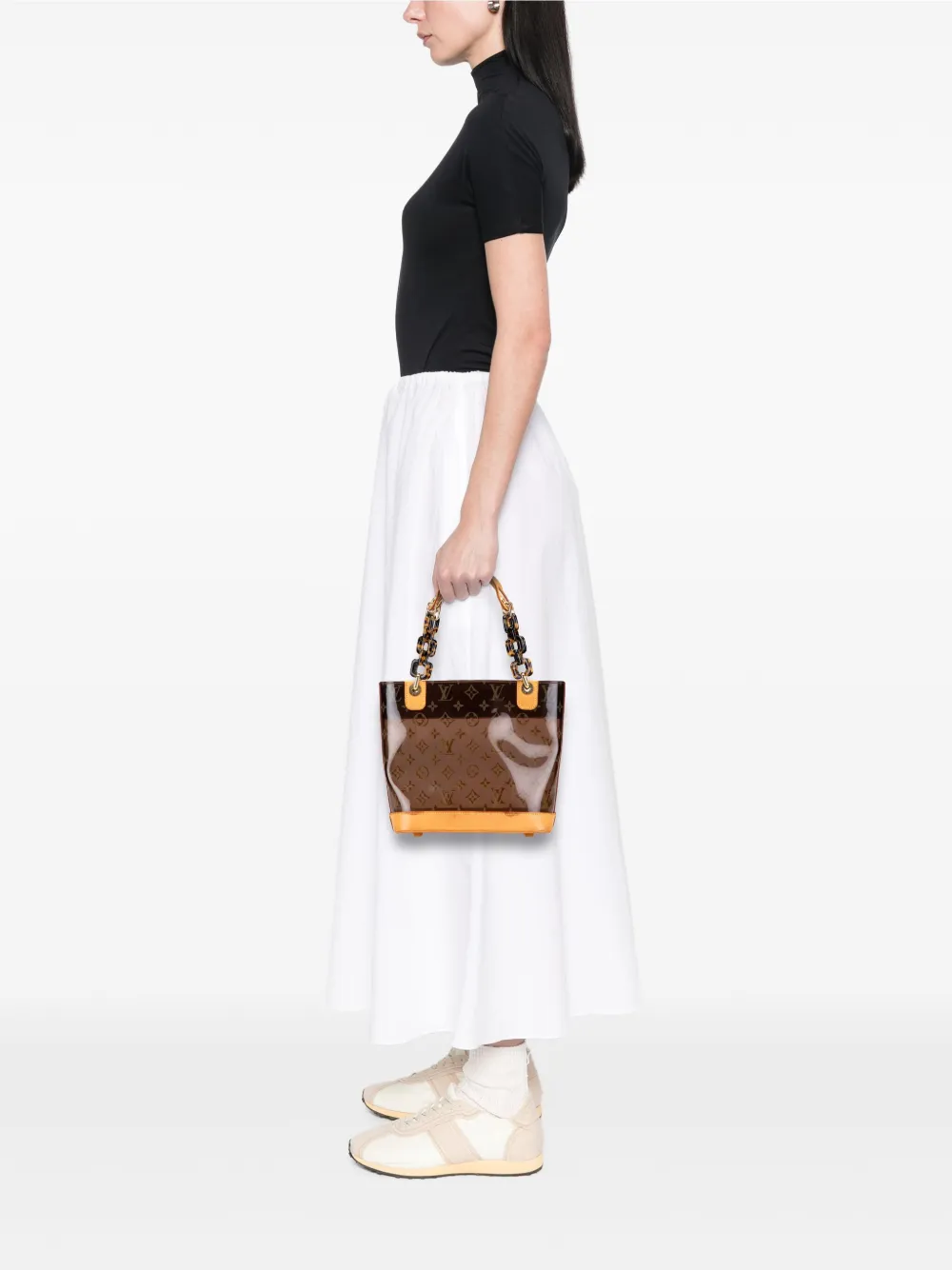 Pre-owned Louis Vuitton 2003 Monogram Cabas Sac Ambre Pm Tote Bag In Brown