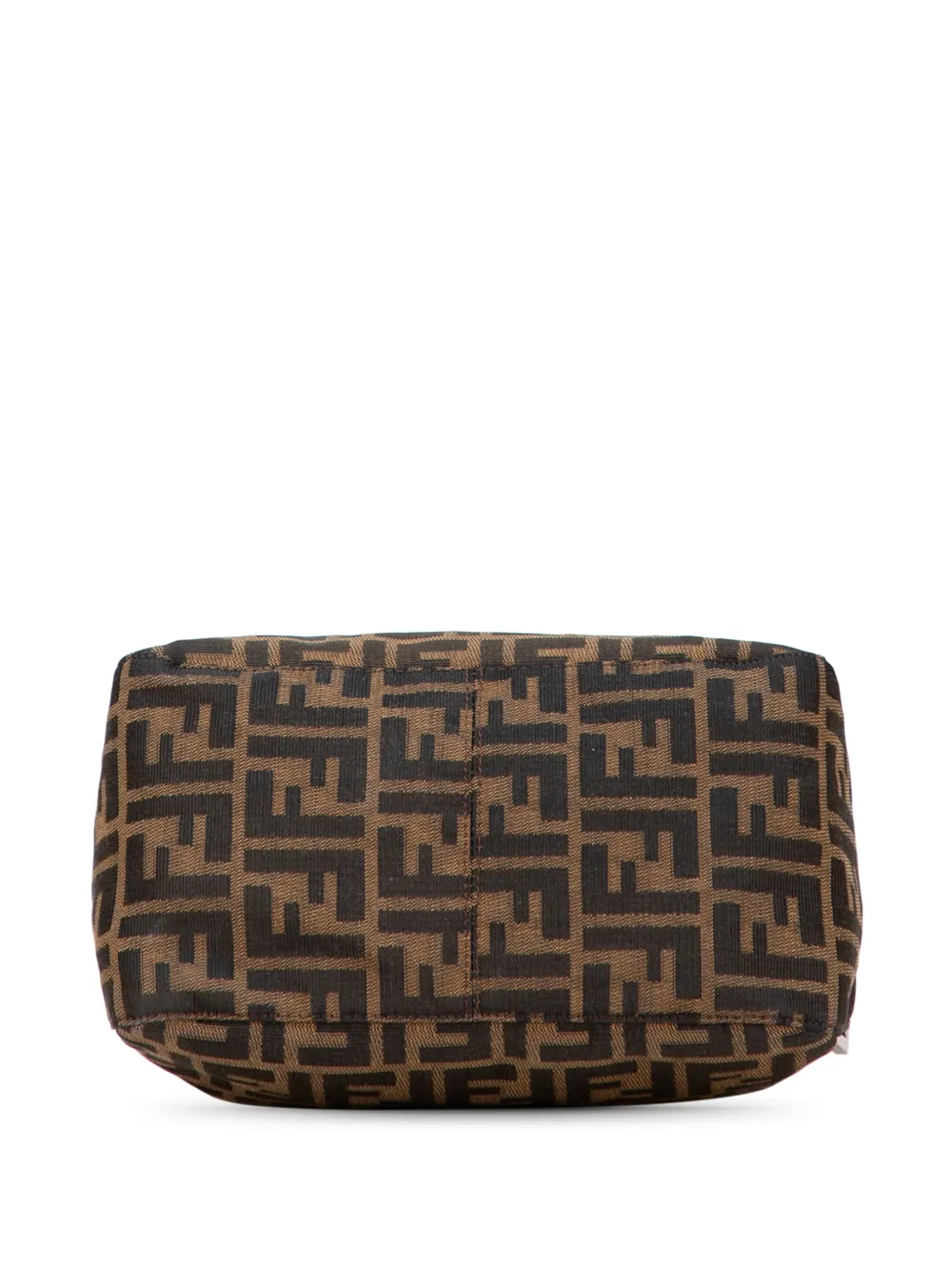 Pre-owned Fendi 2000-2010 Zucca Canvas Double Flap Shoulder Bag In Brown