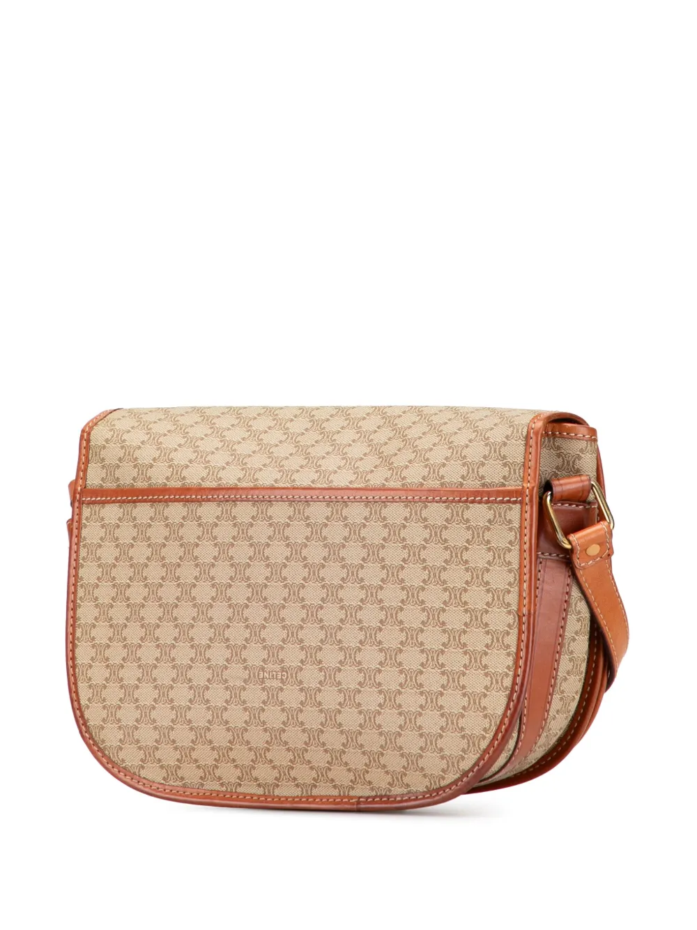 Pre-owned Celine 2008 Macadam Coated Canvas Crossbody Bag In Brown