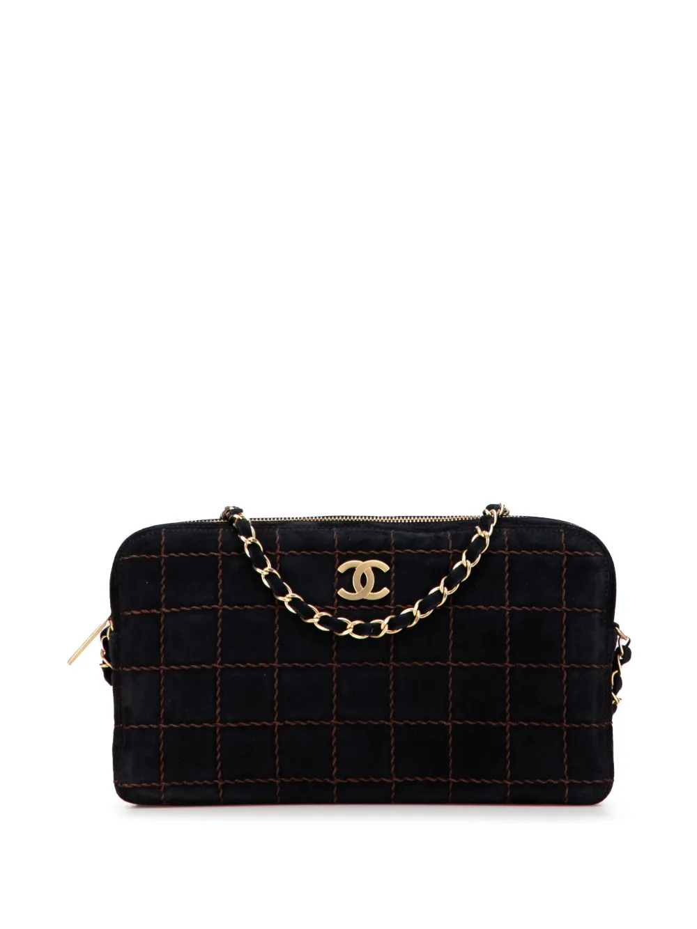 CHANEL Pre-Owned 2002-2003 ココマーク チョコバー スエード チェーン カメラバッグ ショルダーバッグ - CHANEL Pre-Owned 2002-2003 ココマーク チョコバー スエード チェーン カメラバッグ ショルダーバッグ -