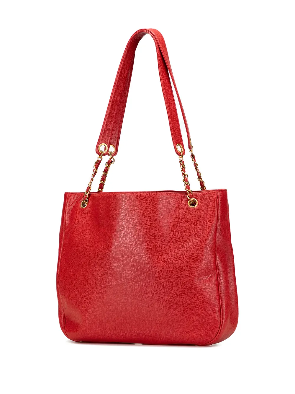 Pre-owned Chanel 1994-1996 Cc Caviar Chain Tote Bag In Red