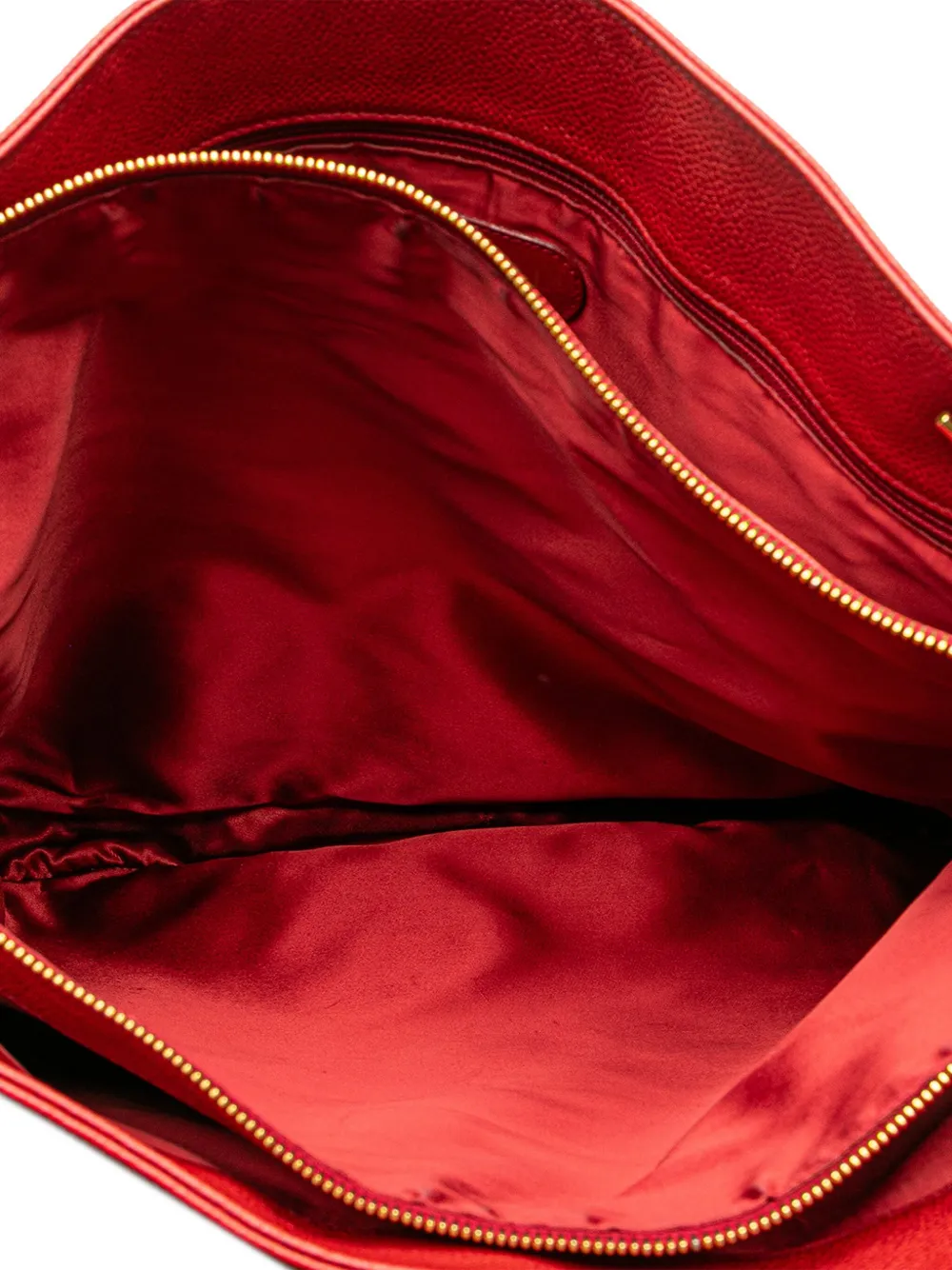 Pre-owned Chanel 1994-1996 Cc Caviar Chain Tote Bag In Red