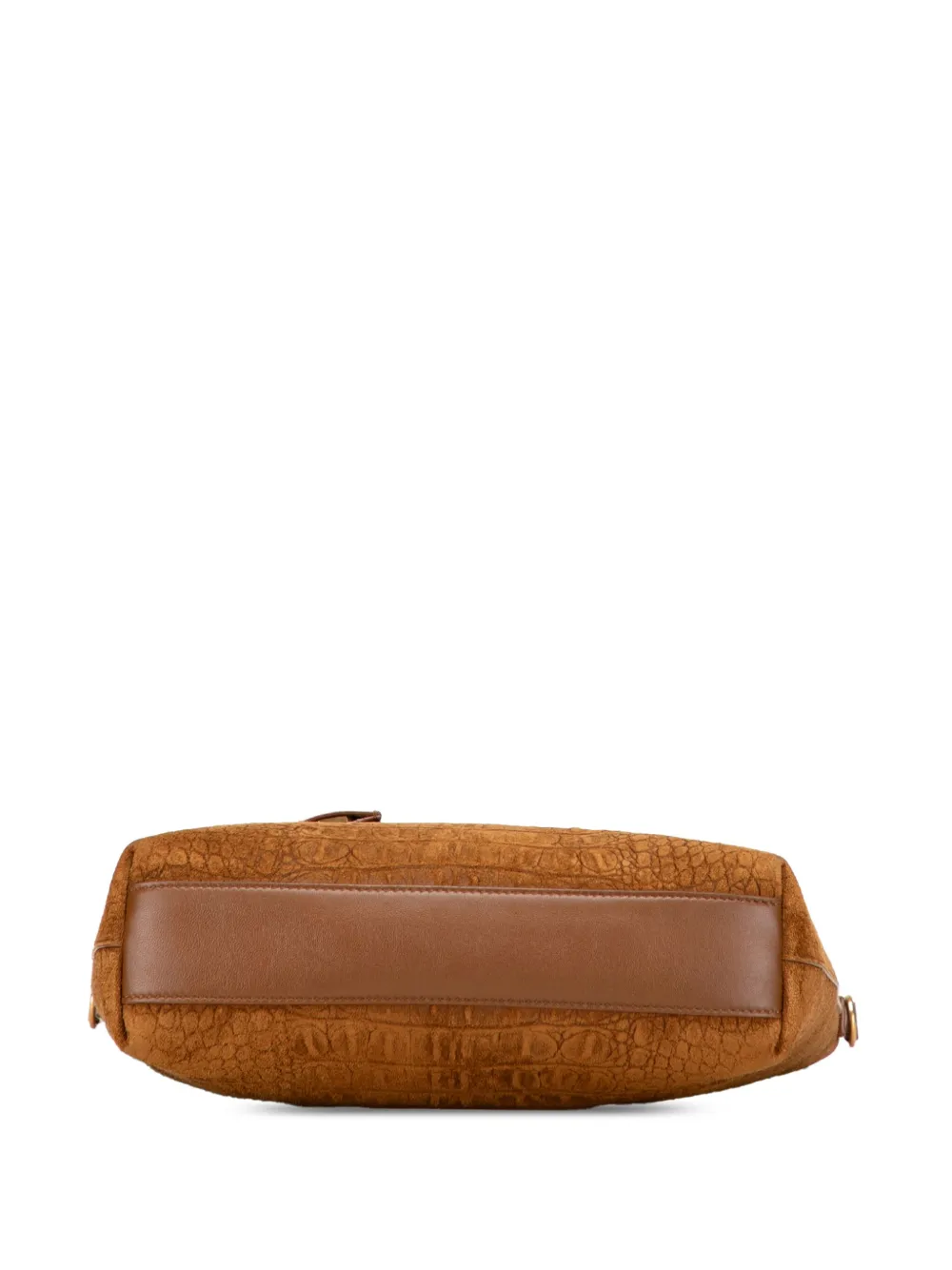 Pre-owned Saint Laurent 2020 Toy Croc Embossed Suede North South Shopping Tote Satchel In Brown