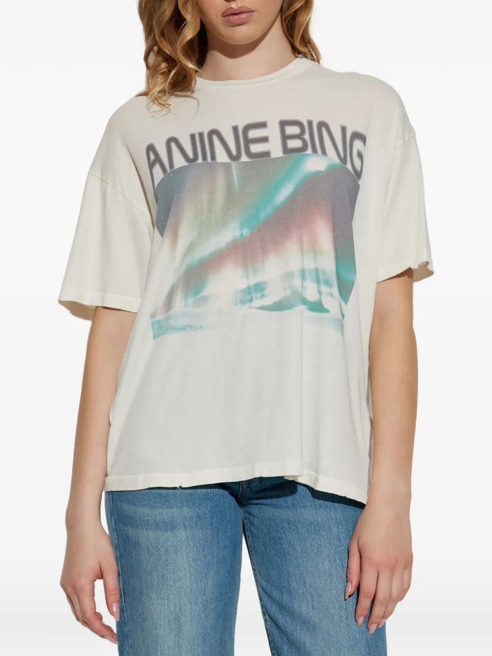 ANINE BING T-shirt met grafische print Beige