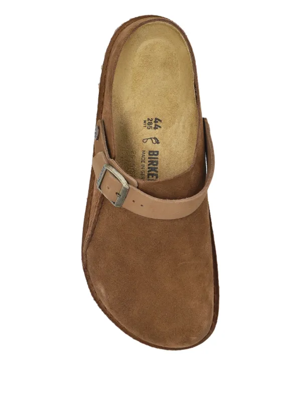 Birkenstock Brown Suede Slip-On Clog with Buckle BIRKENSTOCK Boston Soft Footbed Clog Taupe Men Size 43 Suede  main image 3