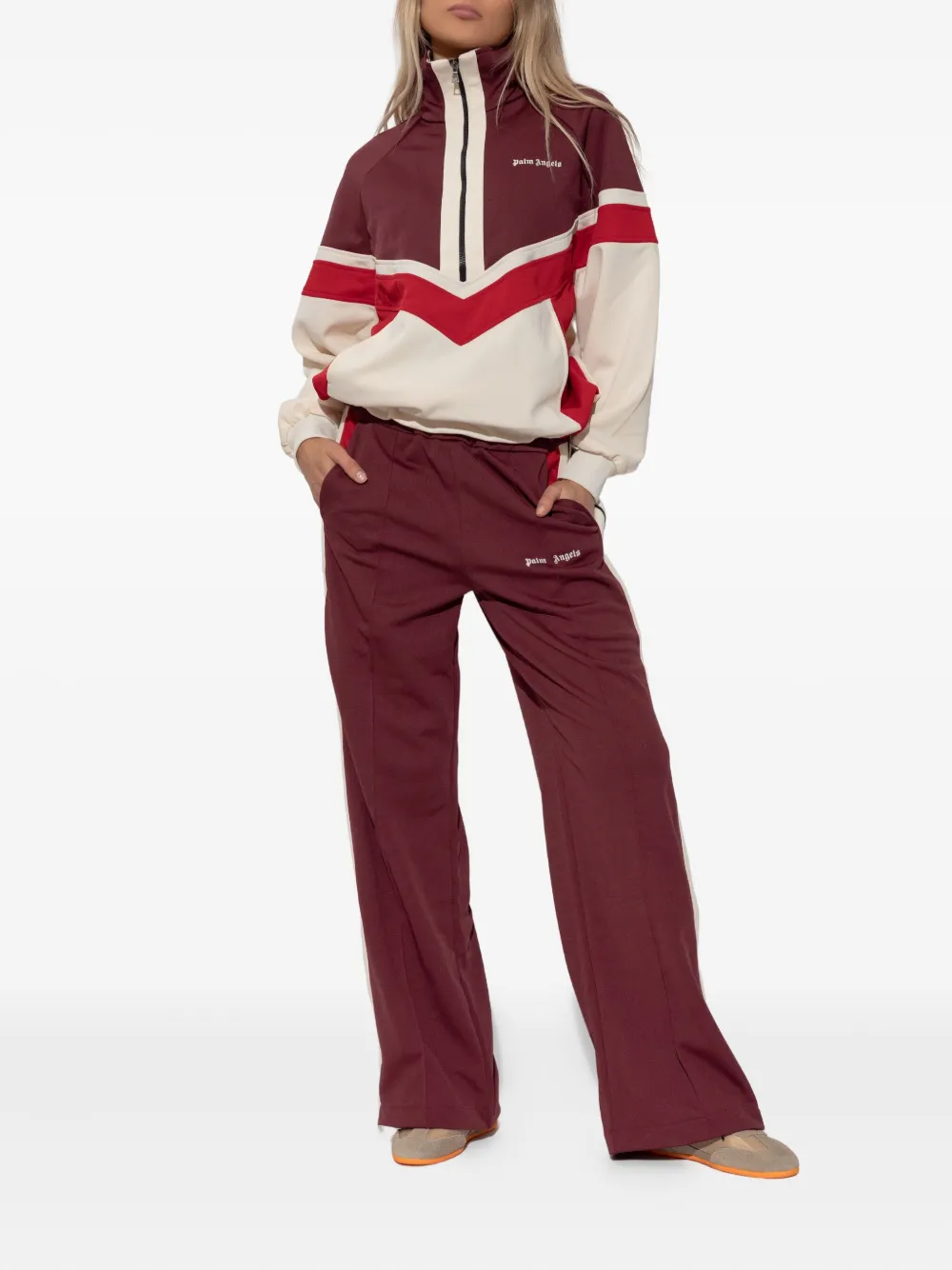 Palm Angels Classic Logo Side-stripe Track Pants In Red