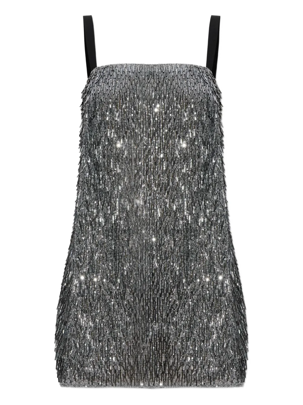 Dolce & Gabbana Mini Dress With Spaghetti Straps And Sequins In Gray