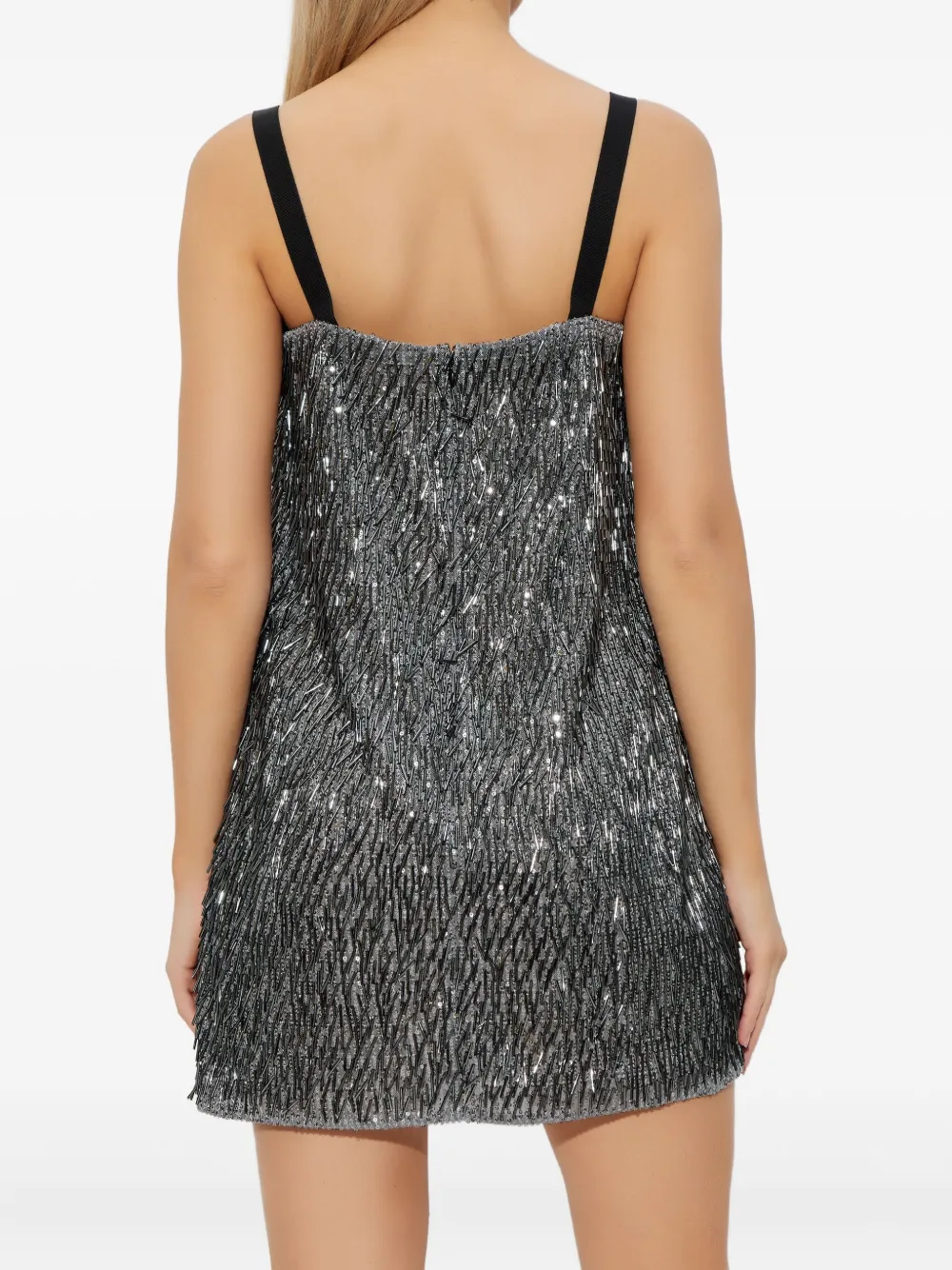 Dolce & Gabbana Mini Dress With Spaghetti Straps And Sequins In Gray