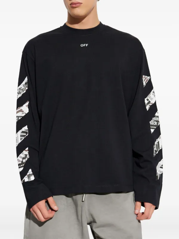 Off-White long-sleeved Graphic T-shirt | Black | FARFETCH CA