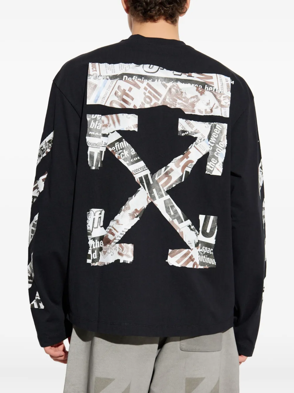 Off-White T-shirt met lange mouwen en grafische print Zwart
