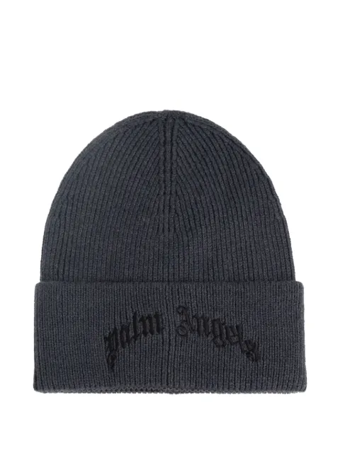 Palm Angels logo-embroidered beanie hat
