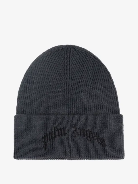 Palm Angels logo-embroidered beanie hat
