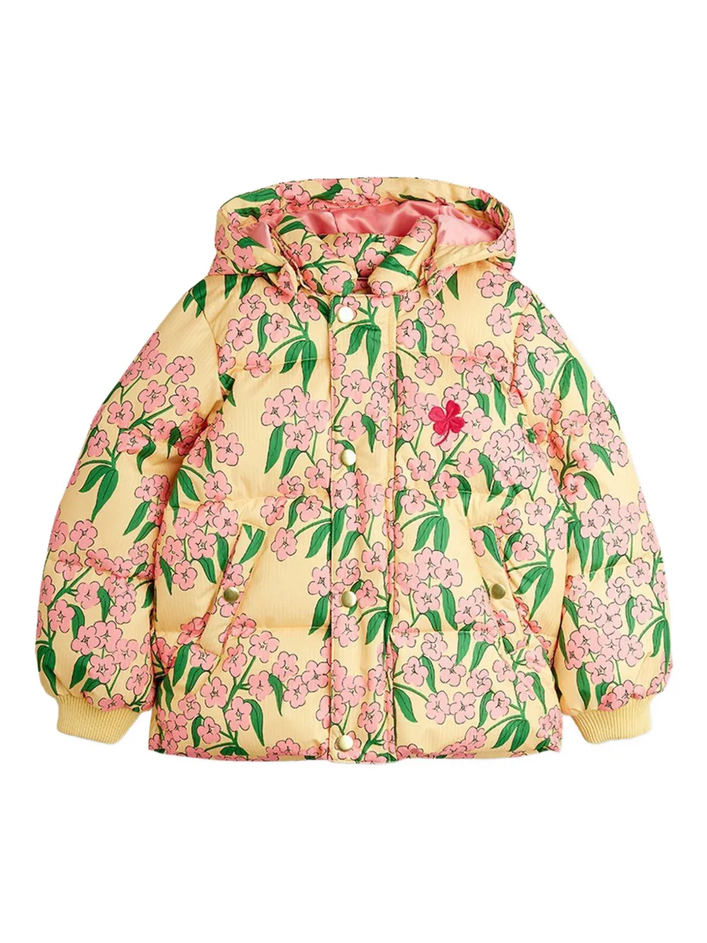 Mini Rodini floral hooded jacket | Yellow | Image 1