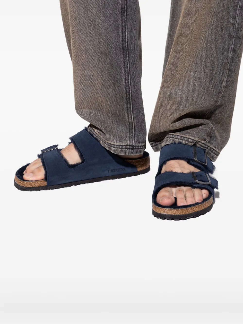 Birkenstock Arizona sandalen met lammy voering Blauw