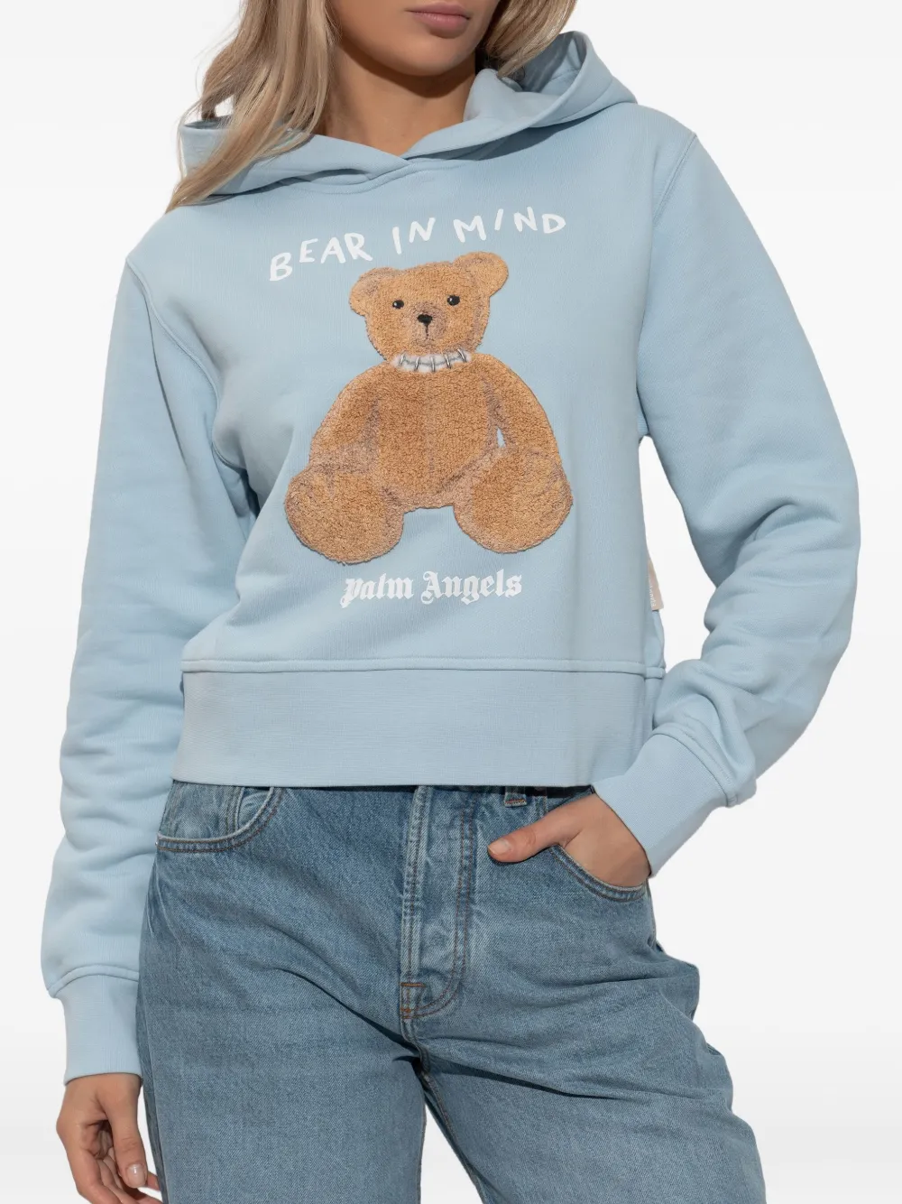 Palm Angels Hoodie met beerprint en lange mouwen Blauw