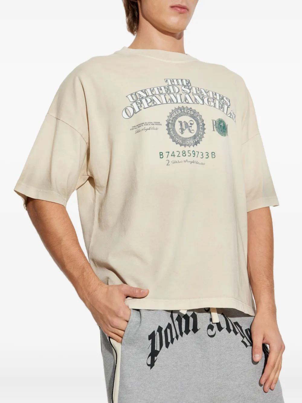 Palm Angels T-shirt met grafische print Beige