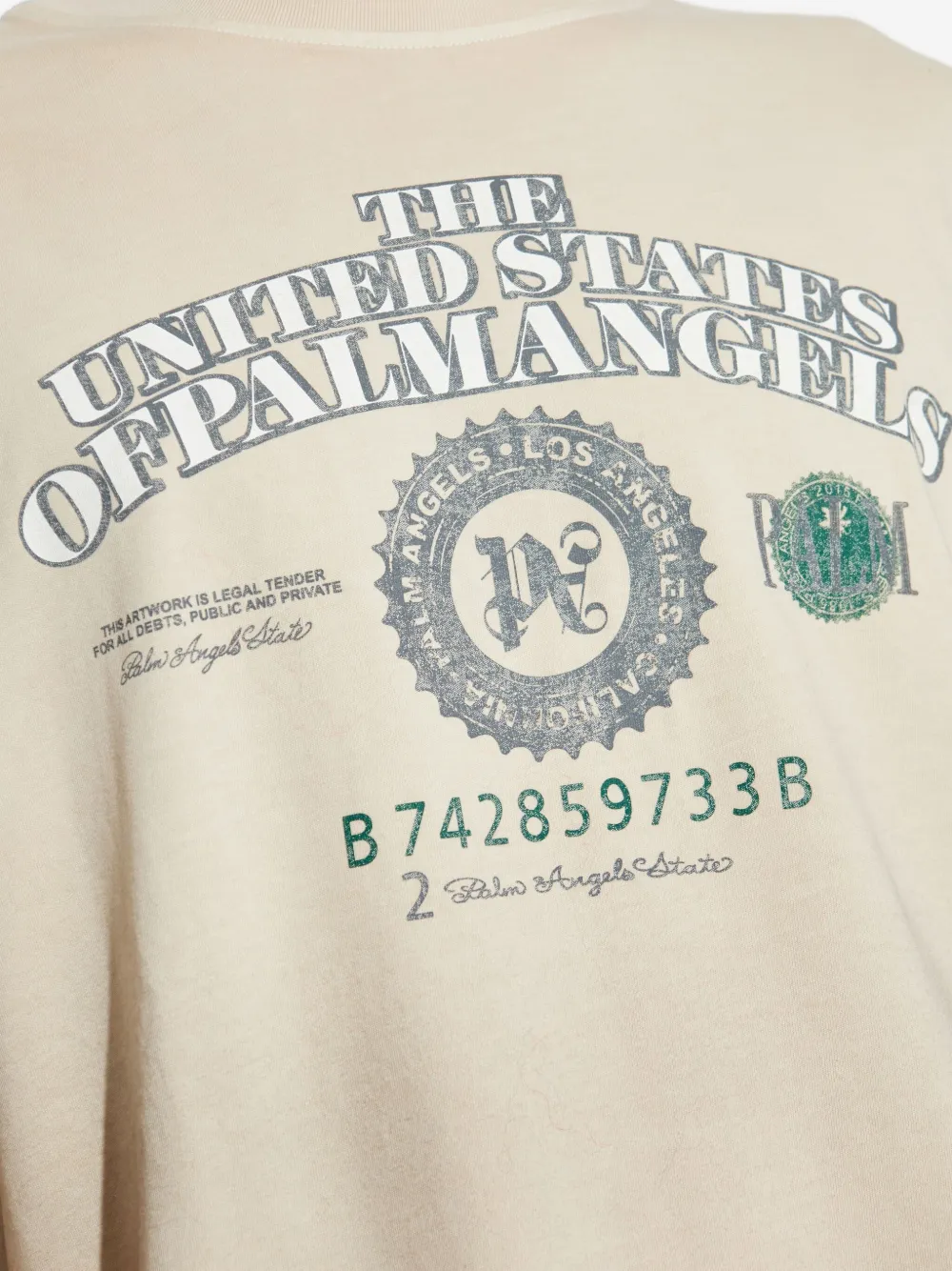 Palm Angels T-shirt met grafische print Beige