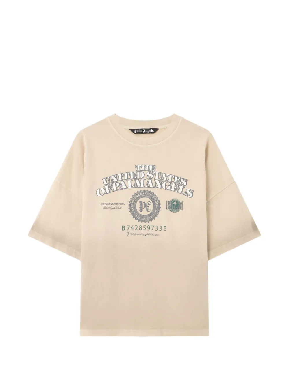 Palm Angels T-shirt met grafische print Beige